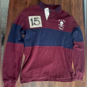 Long sleeve sweater polo collar shirt-ralph lauren